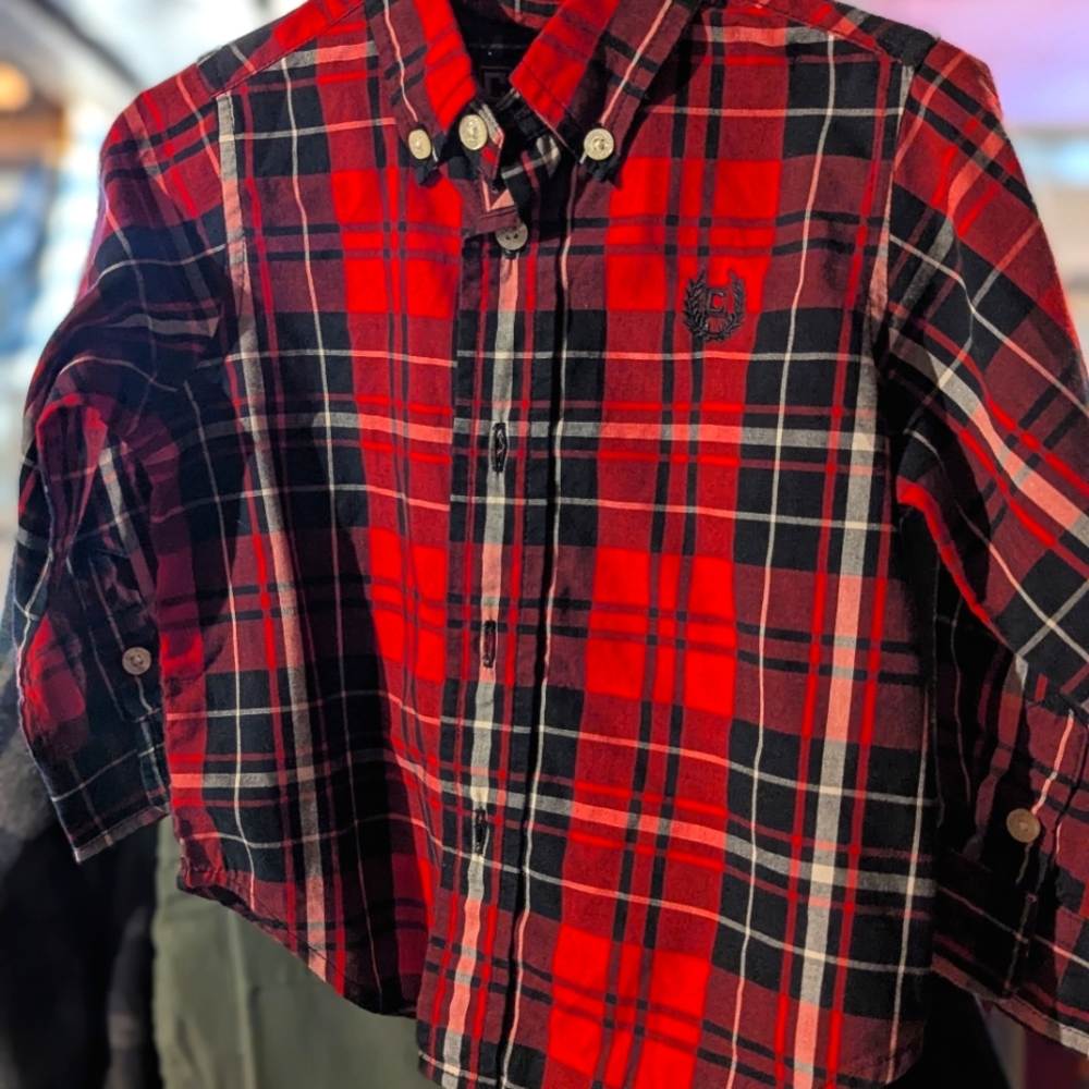 Chaps Red Plaid Button-Up Shirt 18 months